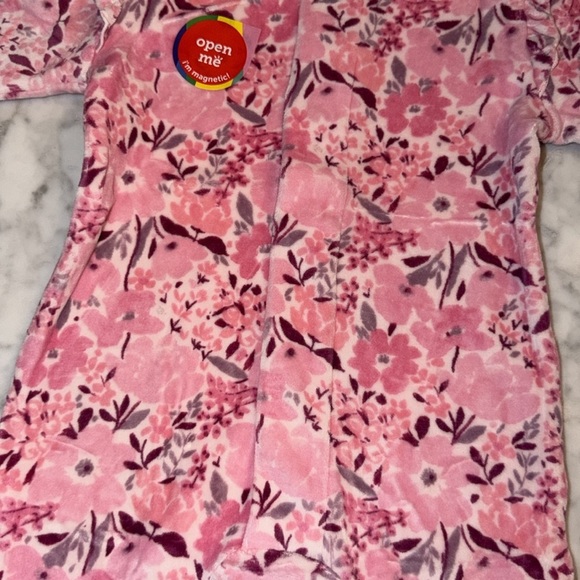 NWT Magnetic Me Pink and Purple Floral Ruffle Velour Footie 6/9M - Picture 5 of 6